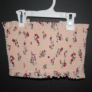 Pink Flowery Bandeau Bikini Top